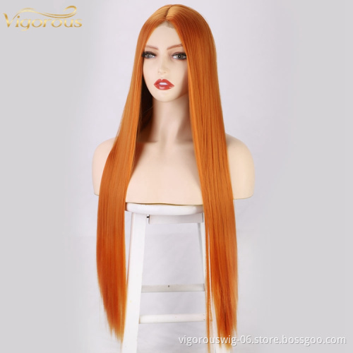 30inch Long Synthetic Hair Real Natural For Women Soft Smooth Tangle-Free Straight Lace Wig Elastic Strap Comfort Adjustable Hat